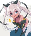  1girl absurdres animal_ears highres open_mouth original paw_print siragagaga tail twintails 