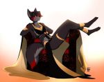  2020 4_toes 5_fingers anthro black_body black_fur canid canine clothed clothing digital_media_(artwork) female fingers firetally fox fur mammal sitting smile solo toes 