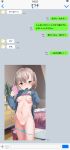  1girl bar_censor bed blue_hoodie blue_panties blurry blurry_background blush breasts brown_hair cellphone censored chest_of_drawers closed_mouth depth_of_field green_eyes hair_ornament hairclip highres holding holding_phone hood hood_down hoodie hoodie_lift konnyaku_(kk-monmon) lifted_by_self line_(naver) long_sleeves looking_at_viewer medium_breasts mouth_hold nipples nose_blush original panties panty_pull phone pussy self_shot short_twintails sleeves_past_wrists solo standing translation_request twintails underwear 