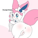  1:1 aurora_sylveon aurorasylveon blush eeveelution female genitals looking_at_viewer looking_back nintendo pillow pillow_hug pok&eacute;mon pok&eacute;mon_(species) pussy solo sylveon teasing video_games 