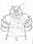  &lt;3 3:4 5_fingers absurd_res anthro blush claws clothed clothing fangs fingers graphite_(artwork) hi_res incineroar looking_at_viewer male monochrome muscular muscular_anthro muscular_male nintendo pawpads pencil_(artwork) pok&eacute;mon pok&eacute;mon_(species) shirt solo speech_bubble topwear traditional_media_(artwork) vhubnh3 video_games 
