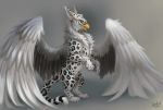  avian beak digital_media_(artwork) feathered_wings feathers female feral gryphon hi_res male mythological_avian mythology opinicus quadruped reallynxgirl soulgryph wings 
