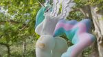  16:9 3d_(artwork) 4k absurd_res anthro big_breasts blender_(software) breasts butt cutie_mark digital_media_(artwork) equid equine feathered_wings feathers female friendship_is_magic hair hasbro hi_res horn horse looking_at_viewer looking_back mammal multicolored_hair my_little_pony nipples nude pony presenting presenting_hindquarters princess_celestia_(mlp) smile solo twintailssfm unicorn white_body widescreen winged_unicorn wings 