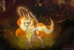  2020 absurd_res armor cutie_mark daybreaker_(mlp) equid feathered_wings feathers female feral fire flaming_hair flaming_mane flaming_tail friendship_is_magic fur hasbro hi_res horn horn_ring looking_at_viewer mammal mane my_little_pony orange_eyes orange_mane orange_tail outside pseudo_hair pseudo_mane pupils signature slit_pupils solo text therealf1rebird walking white_body white_feathers white_fur white_wings winged_unicorn wings 