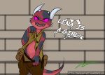  absurd_res clothed clothing cuneiform exposed female flashing hi_res kamperkiller_(artist) kobold lena_the_kobold pants_down partially_clothed solo text 