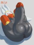  anthro anus balls big_balls big_penis blush erection genitals hi_res huge_balls huge_penis humanoid_genitalia humanoid_penis lagomorph male mammal misx nintendo penis pok&eacute;mon pok&eacute;mon_(species) presenting raboot simple_background solo video_games 