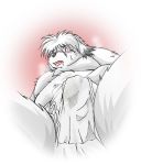  2006 anthro belly black_nose blush book_whitener bulge canid canine canis clothing domestic_dog kemono male mammal monochrome_(series) overweight overweight_anthro overweight_male solo takagi_kyou underwear 