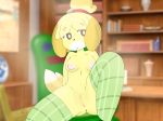  animal_crossing anthro canid canine canis domestic_dog female genitals hi_res isabelle_(animal_crossing) looking_at_viewer mammal mochagato nintendo nude solo video_games 