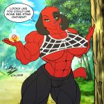  1:1 abs animal_crossing anthro big_muscles breasts canid canine canis cherry_(animal_crossing) clothing dialogue domestic_dog english_text female huge_muscles hyper hyper_muscles lunardiaries mammal muscular muscular_anthro muscular_female nintendo solo text video_games 