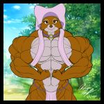  1:1 abs anthro big_muscles black_border border breasts canid canine disney female fox huge_muscles hyper hyper_muscles lunardiaries maid_marian mammal muscular muscular_anthro muscular_female robin_hood_(disney) solo 