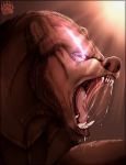  angry bodily_fluids brown_body brown_fur feral fluffy fur glowing glowing_eyes hi_res male mammal muscular muscular_feral muscular_male open_mouth saliva solo tagme teeth tongue ursid xredpandax_(artist) 