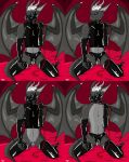  absurd_res anthro cage chastity_(disambiguation) clothing collar dragon gloves handwear hi_res legwear male rubber solo stockings wings 