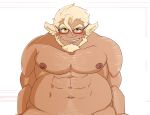  2020 barazoku belly biped eyewear glasses hi_res huckle humanoid kira_kitira live-a-hero male nipples simple_background solo video_games 