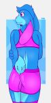  1:2 absurd_res anthro bulge butt clothed clothing fur girly hair hi_res jetta_(thrazzdazzler11) lagomorph legwear leporid male mammal rabbit simple_background solo submissive submissive_male therazzdazzler11 thigh_highs toony topwear underwear 