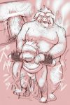  2013 2:3 anal anthro belly bodily_fluids cum duo ejaculation genital_fluids human human_on_anthro humanoid_hands interspecies kemono male male/male mammal moobs nipples overweight overweight_male sex suid suina sus_(pig) tongue tongue_out un0sk wild_boar 