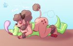  16:10 anthro breasts butt canid canine canis domestic_dog duo female hi_res jamearts jimmy_(jamearts) kissing lizard male male/female mammal poodle reptile scalie widescreen 