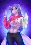  absurd_res anthro bottomwear breasts cetacean clothing delphinoid female flashing hi_res mammal marine meme meme_clothing nipple_slip nipples pants rd406 samantha_stathis smile smiling_at_viewer solo sweater toothed_whale topwear under_boob wardrobe_malfunction ych_result 