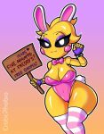  anthro avian bird breasts bunny_costume chicken clothing costume curvaceous curvaceous_figure curvy_figure eroticphobia female five_nights_at_freddy&#039;s five_nights_at_freddy&#039;s_2 footwear galliform gallus_(genus) legwear leotard machine non-mammal_breasts phasianid piercing robot socks solo thigh_highs thigh_socks toy_chica_(fnaf) video_games voluptuous 