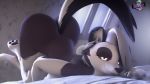  16:9 3d_(artwork) 4k absurd_res anthro ass_up bed big_breasts big_butt black_body black_fur breasts butt canid canine canis detailed_background digital_media_(artwork) female fur furniture helluva_boss hi_res loona_(vivzmind) mammal multicolored_body nude red_sclera solo two_tone_body white_body white_fur widescreen wolf woobaloo 