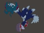  2020 ambiguous_gender anthro biped blue_body blue_fur claws clothing dark_gaia_minion digital_media_(artwork) duo eulipotyphlan footwear fur green_eyes grey_background grey_body grey_fur hi_res looking_down male mammal pink_body shoes simple_background sonic_the_hedgehog_(series) sonic_the_werehog sonic_unleashed starbeatsmix were wereeulipotyphlan werehog 