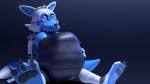  16:9 2020 2_tails 3d_(artwork) abdominal_bulge after_vore ambiguous_gender ambiguous_prey animatronic anthro bell belly big_belly big_breasts black_body blue_body bluffy bow_tie breasts canid canine digital_media_(artwork) dipstick_tail fan_character featureless_breasts female female_pred fox hand_on_stomach hi_res kristall_krit lips looking_down machine mammal multi_tail multicolored_tail purple_lips robot rubber solo teeth vore whiskers white_body widescreen 