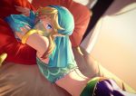  all_male bed blonde_hair blue_eyes link_(zelda) male mask pointed_ears rioshima_ayako the_legend_of_zelda 