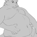  1:1 2020 2d_animation 5_fingers ambiguous_gender animated annoyed anthro areola belly belly_rub belly_rubs belly_tuft big_belly biped black_eyebrows bottomwear bulge canid canine canis cheek_tuft chest_tuft claws clothed clothing deep_navel digital_drawing_(artwork) digital_media_(artwork) disembodied_hand duo eyebrows faceless_ambiguous faceless_character facial_tuft fingers frame_by_frame front_view fur fur_tuft grey_body grey_fur greyscale grumpy half-closed_eyes hand_on_leg hand_on_stomach head_tuft holding_stomach inner_ear_fluff line_art looking_aside looking_away loop love_handles male male_focus mammal monochrome moobs mosin narrowed_eyes navel neck_tuft offscreen_character overweight overweight_anthro overweight_male rubbing short_playtime shorts simple_background sitting solo_focus squish three-quarter_view topless tuft white_background wolf 