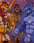  barazoku canid canine canis choose_your_own_adventure fantasy felid himbo iranian_mythology lion male male/male mammal manticore middle_eastern_mythology muscular mythology pantherine play_comic were werecanid werecanine werewolf wolf 