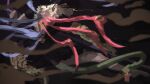  1girl asymmetrical_wings backless_dress backless_outfit black_dress black_hair commentary_request dress eye_trail from_behind glowing glowing_eye highres houjuu_nue light_trail niy_(nenenoa) one-hour_drawing_challenge smile snake solo touhou wings 