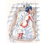  ami_mizuno ass bathroom bathtub bishoujo_senshi_sailor_moon blue_hair bubble bubbles from_behind mizuno_ami nude sailor_mercury sailor_moon smile water wet 