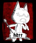 animal_crossing anthro dialogue electronics eyes_closed felid feline female guitar katt_(animal_crossing) mammal microphone musical_instrument name_in_dialogue nintendo plucked_string_instrument rob-posa shadow singing solo string_instrument