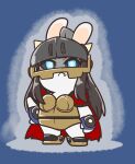 2024 absurd_res alternate_species anthro armor bangs bent_arm biped black_hair black_sclera blue_background blue_clothing blue_eyes blue_handwear blue_mittens cape charisuke chiaki_kurokawa clothed clothed_anthro clothed_female clothing colored cosplay crossover crossover_cosplay cygames digital_drawing_(artwork) digital_media_(artwork) eyelashes fangs female female_anthro footwear frowning_at_viewer full-length_portrait fur furrification grey_helmet hair hand_on_hip hand_on_own_hip handwear headgear helmet hi_res horn horned_helmet idolmaster idolmaster_cinderella_girls japanese_description lagomorph lidded_eyes light lighting long_ears long_hair looking_at_viewer mammal mario_bros mario_plus_rabbids_kingdom_battle mitten_hands mittens nintendo noseless portrait pupils rabbid rabbidification raving_rabbids rayman_(series) red_cape red_clothing sabatons simple_background solo spooky_valkyrie standing straight_arm straight_legs tan_armor tan_breastplate tan_clothing tan_footwear tan_inner_ear tan_sabatons tan_topwear teeth topwear torn_cape torn_clothing ubisoft valkyrie_(mario_plus_rabbids) white_body white_fur white_pupils
