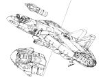  1other absurdres canopy_(aircraft) cockpit commentary_request drone energy_cannon gameplay_mechanics helmet highres jotaro_jotan95 lineart missile monochrome pilot science_fiction signature sketch space_helmet spacecraft spacecraft_interior spacesuit starfighter truxton 