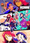 1boy 1girl anniversary artist_name bat_(animal) blue_eyes blue_hair chibi chibi_inset commentary crobat grey_eyes hat highres holding holding_poke_ball kris_(pokemon) poke_ball poke_ball_(basic) pokemon pokemon_(creature) pokemon_gold/silver/crystal red_hair short_twintails silver_(pokemon) tofu_(tttto_f) togekiss translation_request twintails yellow_hat 