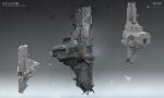  3d caldari_state_(eve_online) capital_ship_(eve_online) carrier carrier_(eve_online) commentary company_logo company_name concept_art copyright_logo copyright_name dated droneboat_(eve_online) english_text eve_online glowing gradient_background grey_background grey_theme highres ishukone_corporation_(eve_online) kwibl logo multiple_views official_art radio_antenna realistic science_fiction spacecraft support_ship_(eve_online) thrusters vehicle_focus 
