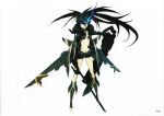  1girl absurdres barcode barcode_tattoo belt black_hair black_rock_shooter black_rock_shooter_(character) black_rock_shooter_(game) black_shorts blue_eyes blue_fire boots fire flaming_eye glowing glowing_eye highres huke incredibly_absurdres long_hair mechanical_wings no_shirt official_art pale_skin production_art rock_cannon scan shorts solo stella_(black_rock_shooter) sword tattoo twintails uneven_twintails weapon white_background wings 