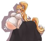  alpha_channel belly big_belly big_breasts blonde_hair blue_eyes blush breasts centaur centorea_shianus_(monster_musume) cleavage clothed clothing equid equid_taur female hair hi_res humanoid_taur looking_at_viewer mammal mammal_taur marrazan monster_girl_(genre) monster_musume nipple_outline pregnant simple_background solo taur transparent_background 