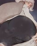  1girl absurdres ass ass_focus blonde_hair blush cameltoe commentary_request earrings gerogero51 hat highres huge_ass jewelry lips long_hair looking_at_viewer looking_back mature melony_(pokemon) nail_polish parted_lips pokemon pokemon_(game) pokemon_swsh sitting solo thick_thighs thighs 