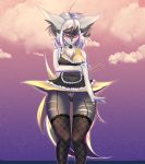  absurd_res accessory angry anthro black_clothing black_legwear black_stockings blush braixen breasts canid canine clothed clothing cloud cloudy_sky detailed_background digital_media_(artwork) female fishnet fur garter genitals glowing glowing_eyes grumpy hair hi_res inner_ear_fluff lace lace_panties leg_garter legwear lillian_(braixen_lycanroc) long_hair looking_at_viewer lycanroc maid_apron maid_uniform mammal nintendo nipple_slip outside pok&eacute;mon pok&eacute;mon_(species) pussy scar simple_background sinnamon_roll solo stockings sunset thigh_highs tuft uniform video_games 