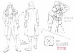  1990s_(style) 1boy aoki_uru badge belt boat character_sheet gainax gloves long_hair military military_uniform notes official_art production_art sadamoto_yoshiyuki traditional_media uniform watercraft 