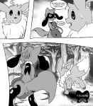  ambiguous_gender baby_pok&eacute;mon bag comic dialogue eevee english_text greyscale hi_res monochrome nintendo pok&eacute;mon pok&eacute;mon_(species) pok&eacute;mon_mystery_dungeon riolu speech_bubble text video_games xetajts 