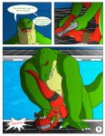  anal anthro anus comic crocodile crocodilian crocodylid digimon digimon_(species) digital_media_(artwork) dragon duo explicitly_stated_nonconsent forced genitals guilmon hector21314 hi_res male male/male male_penetrated male_penetrating male_penetrating_male penetration penis rape reptile scalie spanish_text speech_bubble spread_anus spreading swimming_pool text translated water 