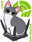  3:4 alpha_channel blitzdrachin conditional_dnp domestic_cat felid feline felis fluffy fluffy_ears green_eyes mammal pink_nose router text whiskers 