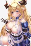  armor granblue_fantasy horns no_bra open_shirt pointy_ears sg_(satoumogumogu) thighhighs 