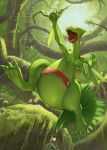  commentary_request day flower from_below gen_3_pokemon grovyle highres moss no_humans open_mouth outdoors plant pokemon pokemon_(creature) sceptile starter_pokemon supearibu tongue tree_branch treecko vines yellow_eyes 