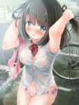  areola erect_nipples no_bra pantsu see_through seifuku tachiinu wet wet_clothes 