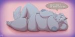  2019 absurd_res anthro areola belly belly_grab big_belly big_breasts blue_body blue_dog_(character) breasts canid canine canis domestic_dog english_text female front_view hi_res highlights_(coloring) huge_breasts lying mammal navel nipples nude obese obese_anthro obese_female overweight overweight_anthro overweight_female seductive seductive_eyes solo text thick_thighs tongue tongue_out whooperscooper wide_hips 