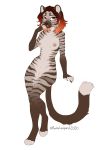  2020 absurd_res anthro areola breasts brown_hair digital_media_(artwork) featureless_crotch felid feline female fur hair hi_res kyotoleopard mammal nipples nude solo striped_body striped_fur stripes 