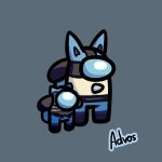  1:1 advos467 among_us anthro anubian_jackal baby_pok&eacute;mon backpack canid canine canis chest_spike clothing duo hi_res jackal lucario male mammal nintendo pok&eacute;mon pok&eacute;mon_(species) riolu spikes spikes_(anatomy) suit video_games visor 