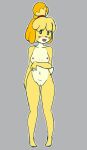  animal_crossing anthro blush breasts canid canine canis domestic_dog female fur genitals grey_background hair hi_res isabelle_(animal_crossing) looking_at_viewer mammal nintendo nipples nude open_mouth pussy shih_tzu simple_background smile smolseto solo standing thick_thighs toy_dog video_games wide_hips yellow_body yellow_fur 